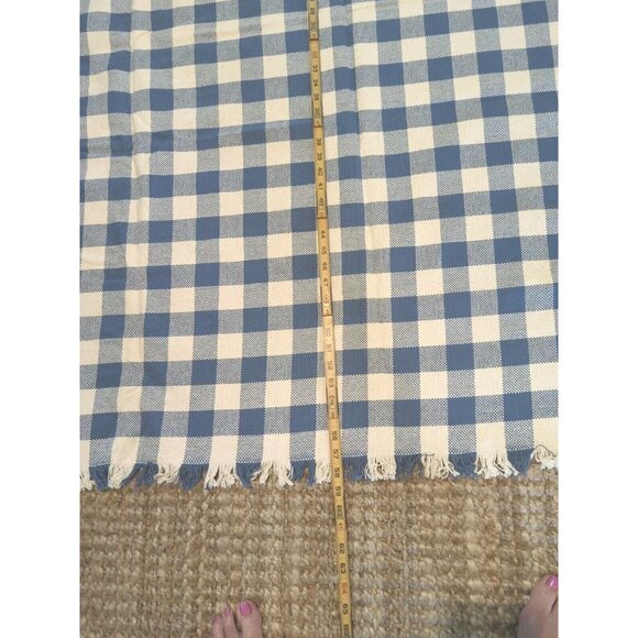 Tableclothw/ 4 Placemats Buffalo Check Country Blue White Fringed Square 58x58 - Picture 5 of 9